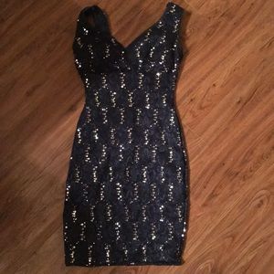 Blue cocktail sparkle dress